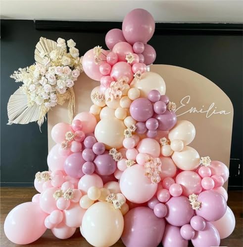 MEBAY Retro Rose Baby Pink Champagne White Sand Balloons Garland Arch Kit, 146Pcs Latex Balloons Different Sizes 18 12 10 5 Inch for Party Decorations, Wedding Backdrop, Birthday, Graduation - Image 7