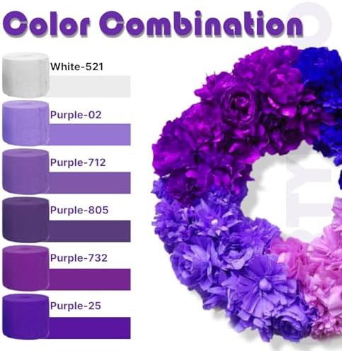 PartyWoo Purple Crepe Paper Streamers 4pcs 328 FT Purple Streamers - Image 3