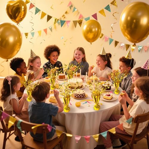 FUBININA 6 Pack Metallic Foil Spray Centerpiece Star Table Decoration Burst Table Centerpieces for Birthday New Years Nye Wedding Anniversary Graduation Holiday Party Supplies Decor, Gold - Image 3