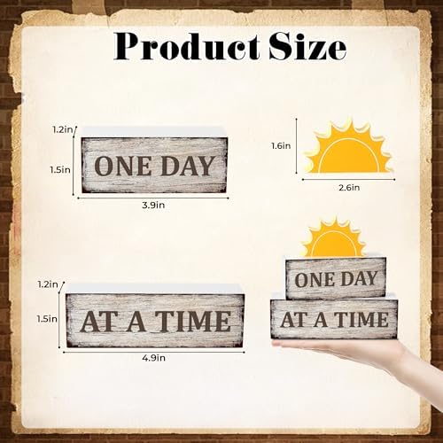 3 Pcs Sobriety Wooden Tiered Tray Decor, Sober Decorations Gifts for Women Men, Inspirational Table Centerpiece for Home Mantel Kitchen Office - Image 2