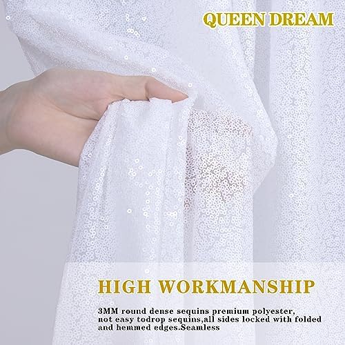 Sparkly Backdrop White Sequin Photo Backdground Curtain 3 Pack 2x8ft - Image 4