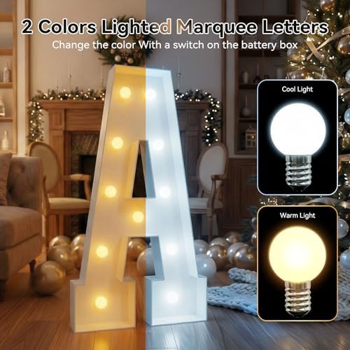Ledido Easy-Assemble 4FT Warm White & Cool White Marquee Light Up Letter G - Image 3