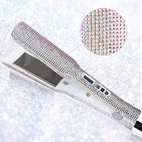 DORISILK Crystal Diamond Titanium Hair Straightener, 2 Inch Rhinestone Flat Iron, Dual Voltage Straightening Irons, Instant Heat-up 480°F Quick Styling, LCD Display, Gorgeous Rhinestone (AB Shine) - Image 5
