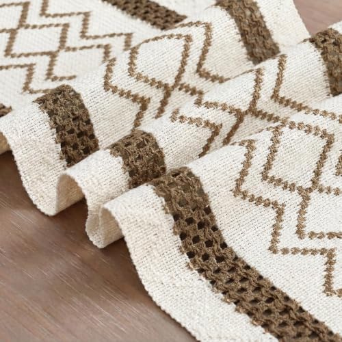 Artoid Mode Coffee Stripe Diamond Woven Table Runner 12x72 Inch - Image 6