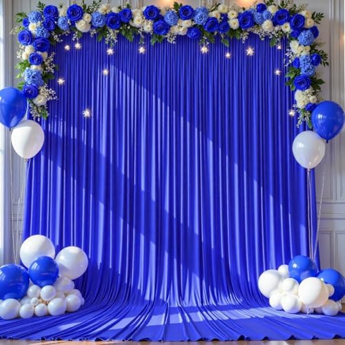10x12ft Royal Blue Backdrop Curtain Panels for Parties - Wrinkle Free Polyester Photo Curtain Backdrop Wedding Back Drop Fabric Drapes for Party Decorations Background for Photography by WishCare