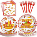 Grencian 96Pcs Hot Dog Birthday Party Supplies Serves 24 by Grencian