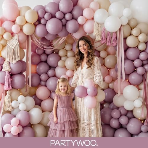 PartyWoo Dusty Purple Balloons 140pcs Lavender Boho Neutral Different Sizes - Image 5
