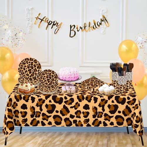 WNINK 176 Pcs Cheetah Print Plates And Napkins Party Supplies, leopard Print Birthday Decorations Tableware, Plate, Cup, Napkin, Safari Animal Leopard Theme Birthday Baby Shower Party Supplies - Image 4