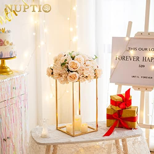 NUPTIO Black Vase Wedding Centerpieces, Geometric Stand, 15.7" Tall, 10 Pcs - Image 2