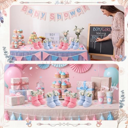 Tranqun 4 Sets Baby Booties Centerpiece No Floral DIY,Classic,Pink,Blue - Image 6