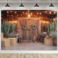 10x8 FT Western Cowboy Backdrop Western Party Decorations Wild West Vintage Wooden Rustic Wooden House Barn Photography Background for Kids Boy Children Boy Baby Birthday Banner Photo Booth by Viajar