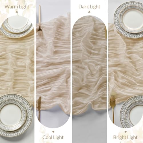 6 Pack Begie Cheesecloth Table Runner 35"×120" Gauze Fabric Table Runner - Image 7