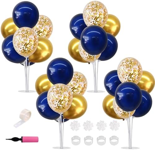 TONIFUL 4 Set Navy Blue Gold Balloons Stand Balloon Centerpieces for Table by TONIFUL
