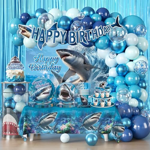287pcs Shark Birthday Party Decorations Complete Party Set by Unknown