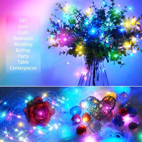SmilingTown Christmas Fairy Lights Battery Operated-15 Packs 20 LED 6.6FT Silver Wire String Lights Firefly Starry Lights for DIY Custom Table Centerpiece Wedding Party Decoration (Multicolor2) - Image 3