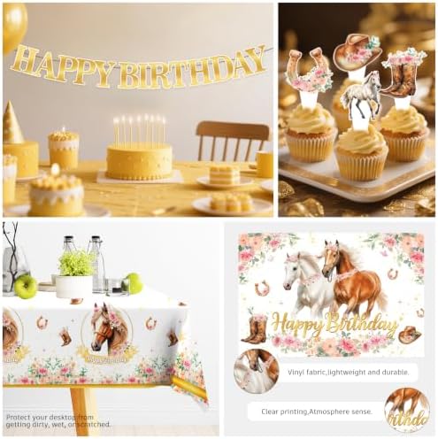 Xynic 211Pcs Horse Birthday Decorations Tableware Set, 25 Serves - Image 6