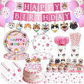 197pcs Cat Birthday Decorations Kit, Cute Cat Themed birthday party decorations with Tableware, Cake Decorations & Hanging Accessories, Serves 24 Guests by Unknown