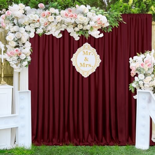 Burgundy Backdrop Curtains 30ftx10ft Christmas Polyester Photo Drapes by SoarDream