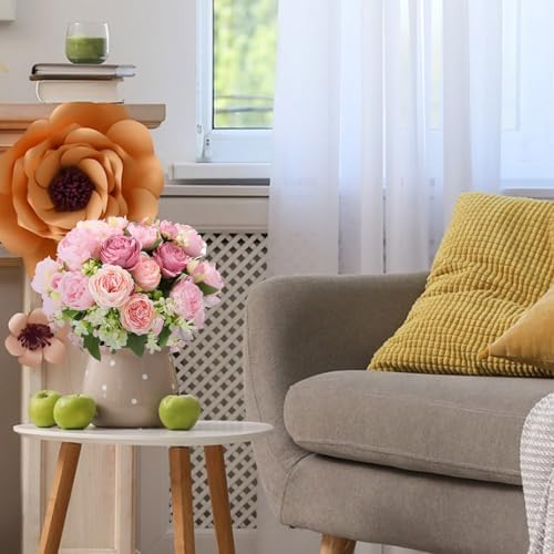 Geosar 8 Bundles Artificial Peonies Flowers,Russet Red, Light Pink - Image 5