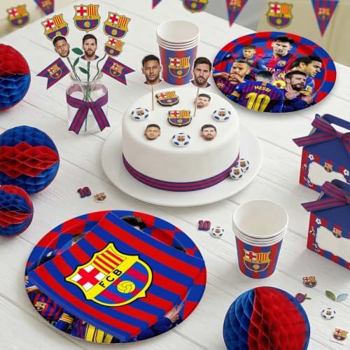 FC Soccer Party Supplies 40pck include 20 plates, 20 napkins for Barcelonas the birthday party decoration (White-19) - Image 5