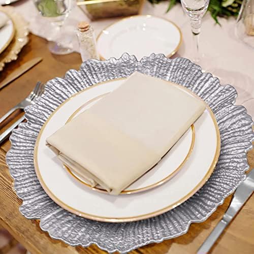 MAONAME Silver Charger Plates Set of 12, Reef Chargers for Dinner Plates - Image 3