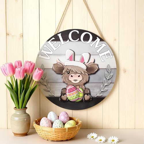 Vicenpal 35 Pcs Fall Interchangeable Highland Cow Welcome Sign, Dark Gray - Image 6