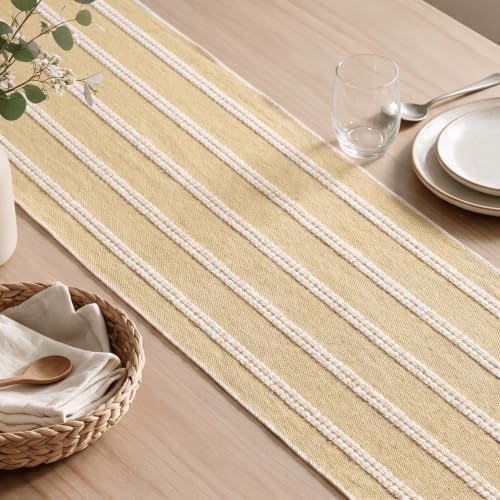 Artoid Mode Burlap Brown Farmhouse Dashed Stripe Table Runner, Seasonal Holiday Boho Rustic Kitchen Dining Table Decoration for Home Party Decor 12x72 Inch - Image 6