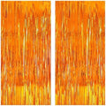 KatchOn Orange Fringe Backdrop Curtain 3.2x8 Feet, Pack of 2, Halloween by KatchOn