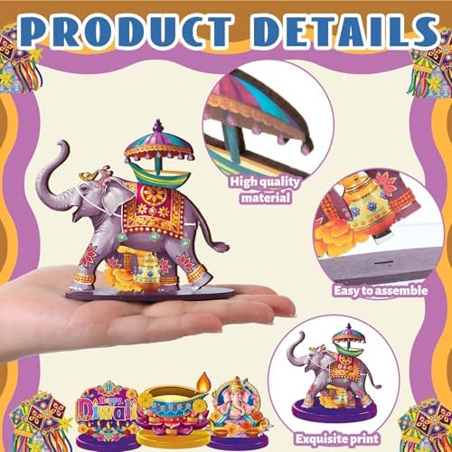 Wesiti 12 Pcs Diwali Table Decorations for Home, Wooden Diwali Centerpiece - Image 3