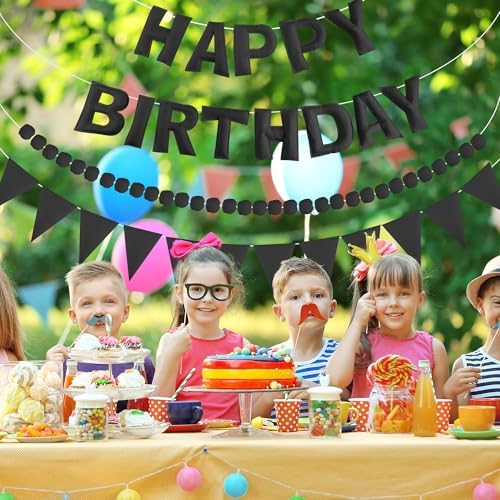 CANREVEL 3 PCS Pre-Strung 3D Happy Birthday Banner Decorations, Black - Image 7