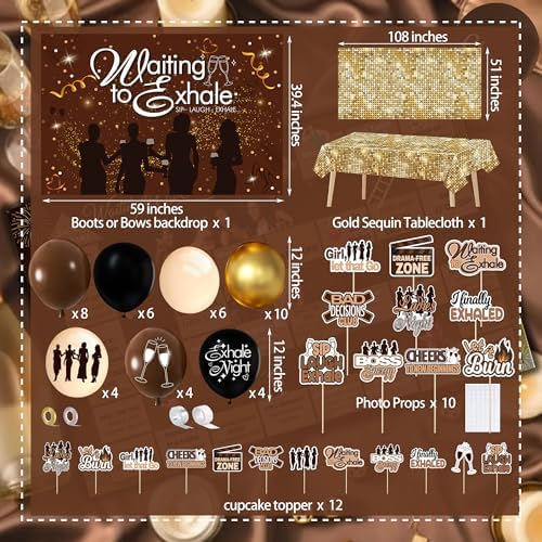 Waiting to Exhale Party Decorations for Women - Girls Night Decorations Kit with Women Empowerment Photo Props & Gold Sequin Tablecloth, Prefect for Vision Board Parties Ladies Night or Pajama Parties - Image 7