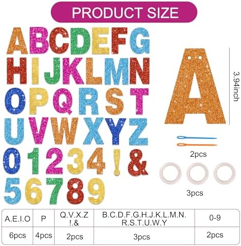BEISHIDA Glitter Colorful 116 PCS A-Z DIY Letter Custom Banner Party Decor - Image 3