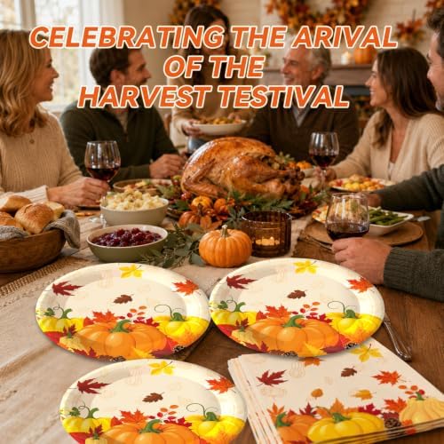 50PCS Fall Paper Plates and Napkins, 7inch Thanksgiving Party Decorations - Image 7