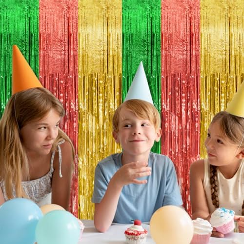 10 Pack Hawaii Party Backdrop Decorations Vibrant Summer Streamers Foil Fringe Curtains Metallic Tinsel Backdrop for Birthday Graduation Baby Shower Christmas Beach Holiday Party Decors - Image 4