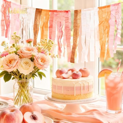 AOBKIAT Streamers Party Decorations,5 Rolls Pastel Pink Gold Orange Color - Image 4