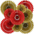 BEISHIDA Honeycomb Round Paper Fans Red Gold Hanging Party Decoration by Beishida