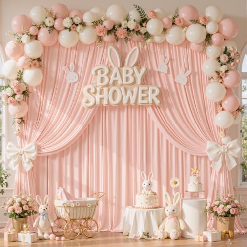 30x10ft Blush Pink Backdrop Curtain Panels for Parties - Wrinkle Free Polyester Photo Curtain Backdrop Wedding Back Drop Fabric Drapes for Party Decorations Background for Photography - Image 3