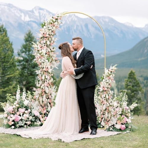 7.2FT Metal Arch Backdrop Stand, Gold Balloon Arch Stand for Wedding Party - Image 2