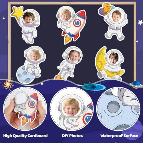 54Pcs Astronaut Cutouts Bulletin Boards Decorations, DIY Space Cutouts Planet Rocket Spacecraft Classroom Photo Craft Bulletin Board for Back to School Party Decor Student Teacher Supplies - Image 4