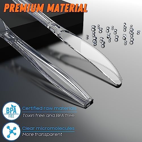 Dipoo 7.5" Clear Plastic Knives Heavy Duty, 168 Count - Image 2