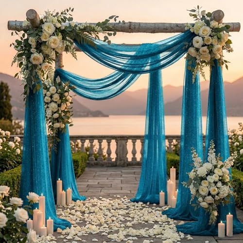 Pack of 1 Wedding Arch Drape Panel Fabric 30" x 50ft - Dark Teal - Image 4