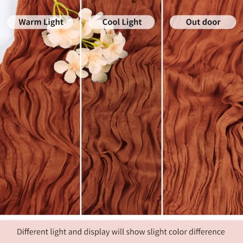 6 Pack Terracotta Cheesecloth Table Runner 17x108 Inch Semi Sheer Boho Gauze Cheese Cloth Fabric Table Runners Table Decor for Wedding Party Baby Shower Birthday Home Decor Garden Farmhouse - Image 7