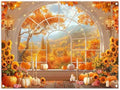8x6ft Fabric Fall Window Pumpkin Sunflower Photography Backdrop by Swepuck