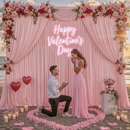16x10FT Dusry Rose Backdrop Curtains for Wedding Parties, Wrinkle Free Polyester Photography Backdrop Drapes for Birthday Parties Baby Shower Stage Background Stand Decorations 4x10ft,4 Panels - Image 5