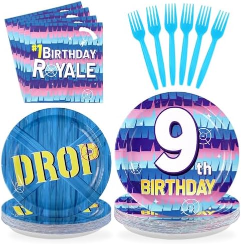 96Pcs 9th Video Game Birthday Party Supplies, Serves 24 by Greencian