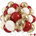 Burgundy and Gold Balloons, 60Pcs Burgundy Maroon Wine Dark Red White Metallic Gold Nude Balloons with Confetti Balloons for Girls Birthday Graduation Bridal Shower Wedding Party Decorations Supplies by HILAVO