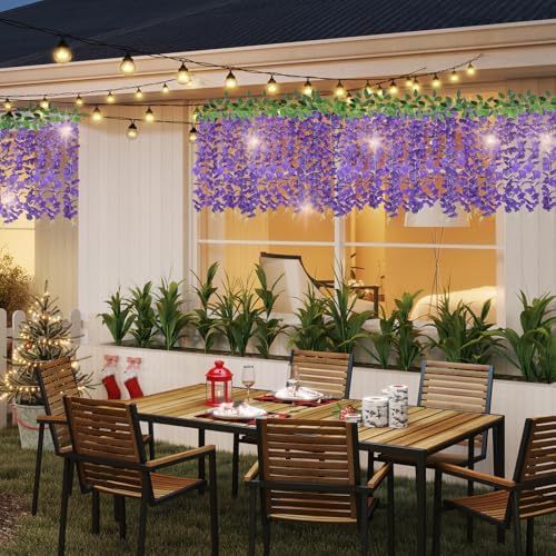 ZINHO 60 Branches Wisteria Hanging Flowers, Artificial Purple Wisteria Flowers Garland for Wedding Arch Ceremony Party Garden Home Backdrop Decor - Image 6