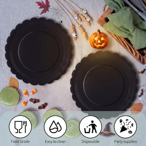 40 Pcs Black Scalloped Paper Plates 7Inch - Image 4