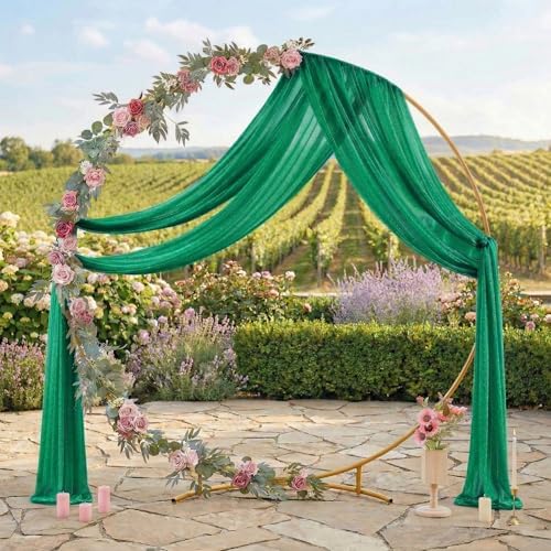 Pack of 2 Wedding Arch Drape Panel Fabric 30" x 20ft - Emerald Green - Image 3