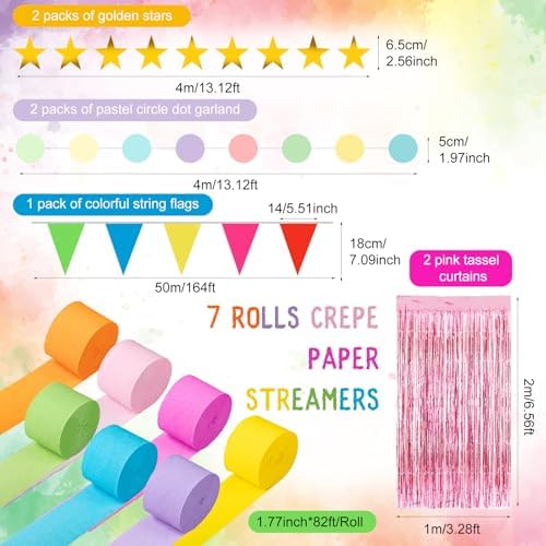 Pastel Party Decoration 574 ft Crepe Streamers for Party Decor - Image 2